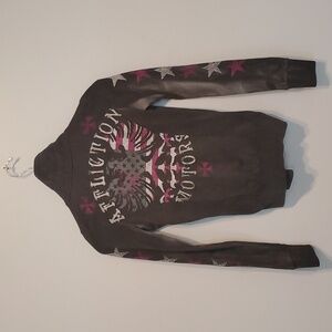 Affliction Womens Motors Zip up black Premium hoodie sz XS
